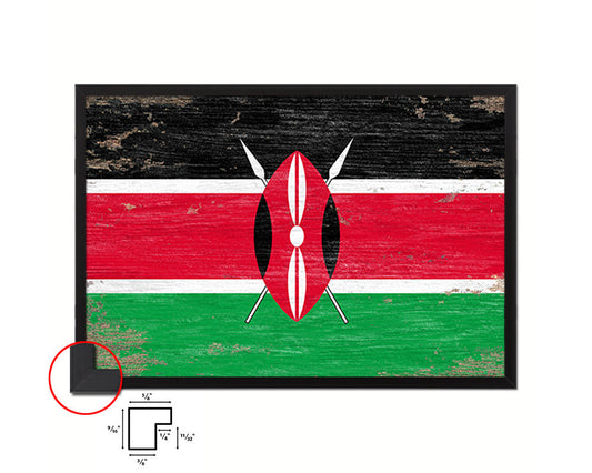 Kenya Shabby Chic Country Flag Wood Framed Print Wall Art Decor Gifts