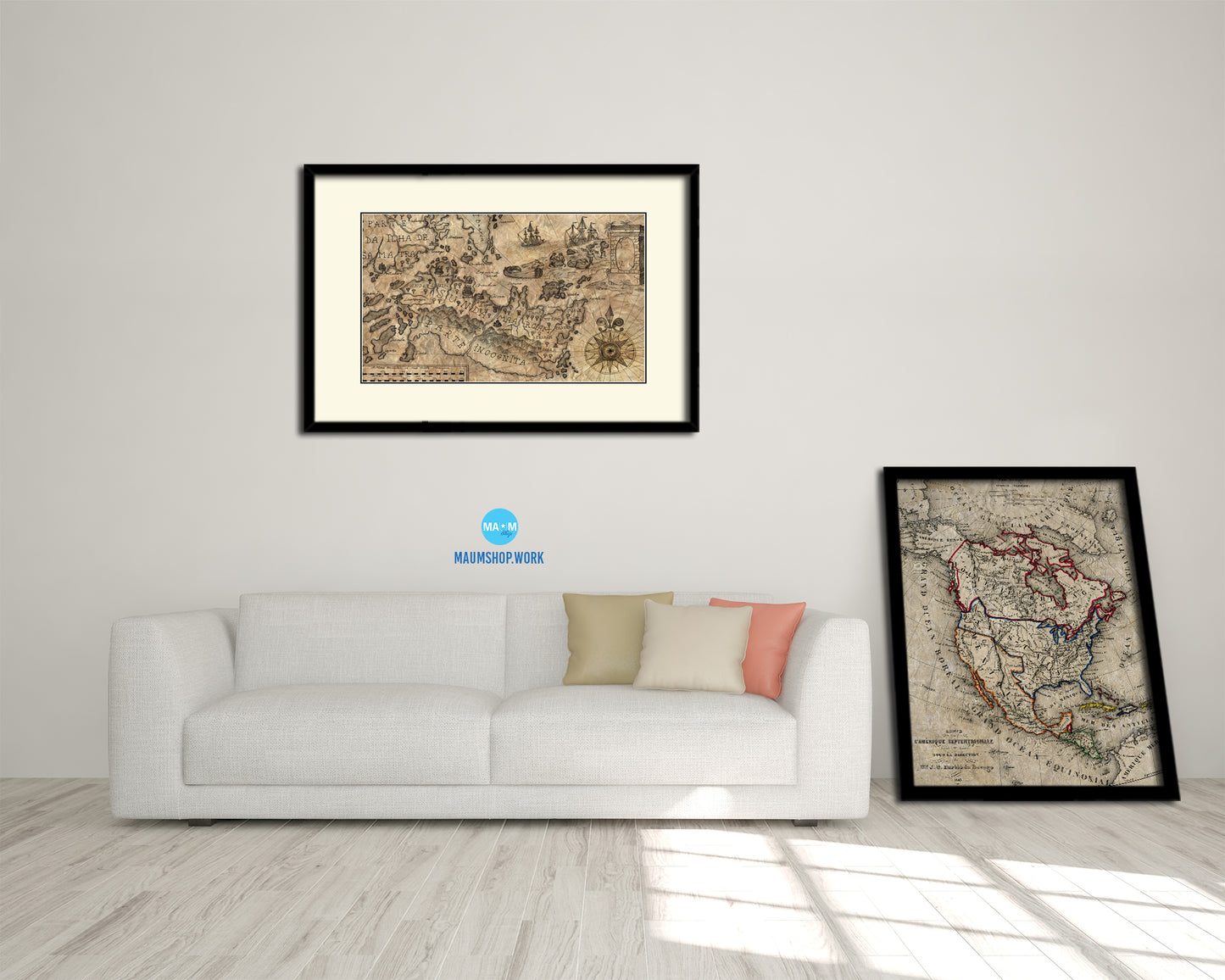 Fantasyland Pirate Old Map Framed Print Art Wall Decor Gifts