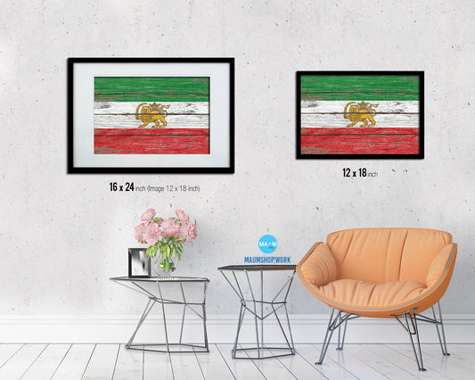 Iran Country Wood Rustic National Flag Wood Framed Print Wall Art Decor Gifts