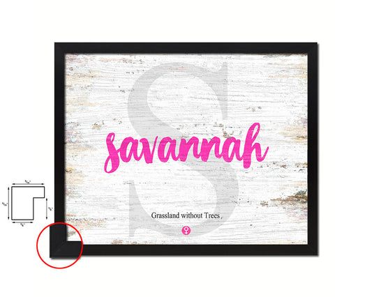 Savannah Personalized Biblical Name Plate Art Framed Print Kids Baby Room Wall Decor Gifts