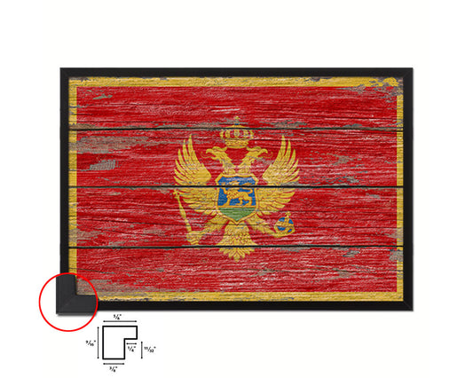 Montenegro Country Wood Rustic National Flag Wood Framed Print Wall Art Decor Gifts