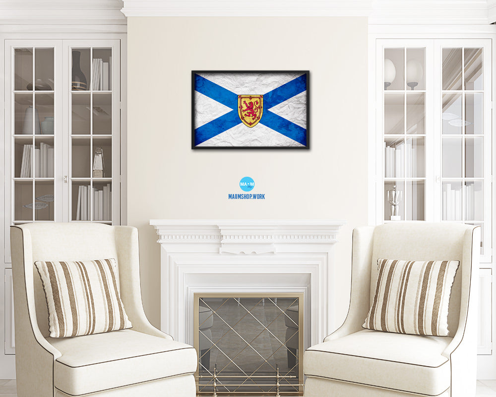 Nova Scotia Province City Canada Country Vintage Flag Wood Framed Prints Decor Wall Art Gifts