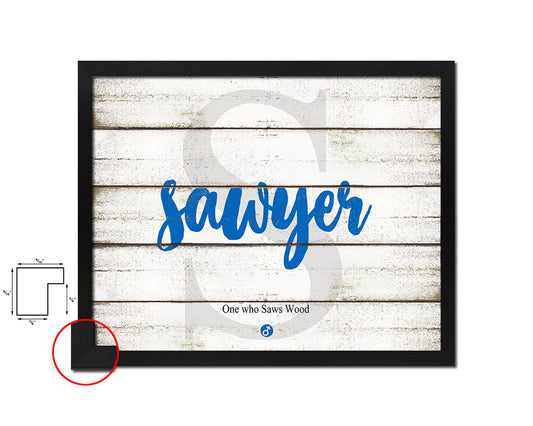 Sawyer Personalized Biblical Name Plate Art Framed Print Kids Baby Room Wall Decor Gifts