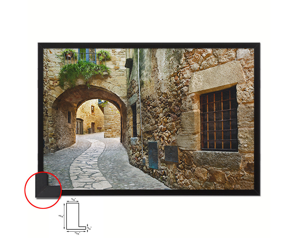 Costa Brava Spain Mediterranean village Pals Landscape Painting Print Art Frame