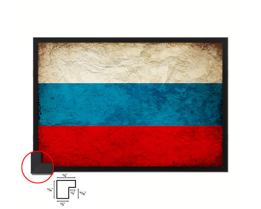 Russia Country Vintage Flag Wood Framed Print Wall Art Decor Gifts