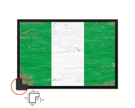 Nigeria Shabby Chic Country Flag Wood Framed Print Wall Art Decor Gifts