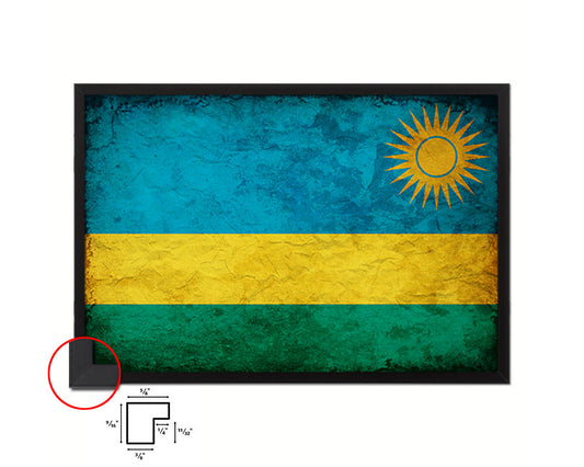 Rwanda Country Vintage Flag Wood Framed Print Wall Art Decor Gifts