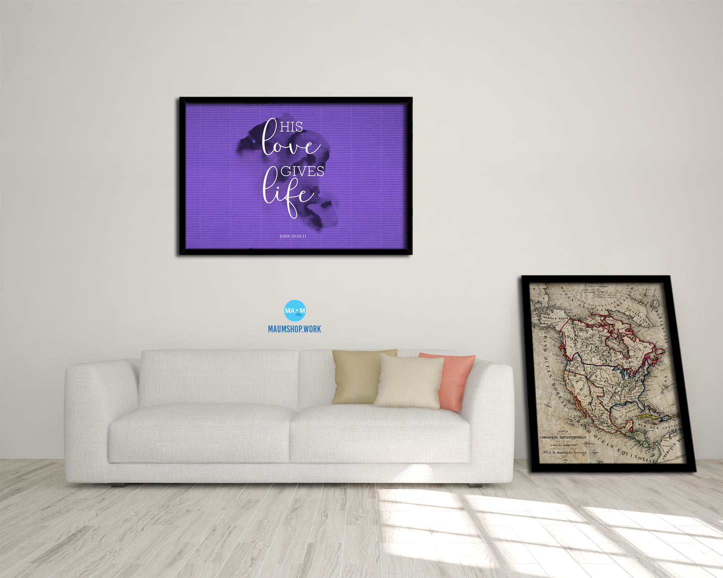 His love gives life, John 10:10-11 Bible Verse Scripture Framed Print Wall Decor Art Gifts