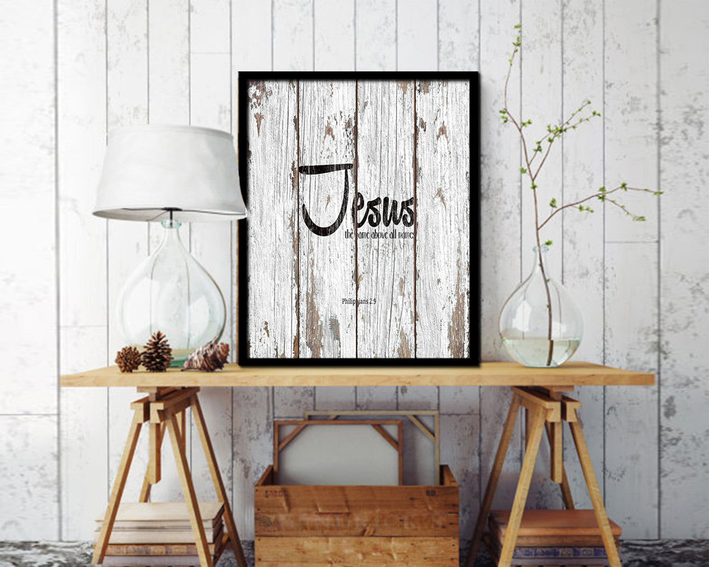 Jesus the name above all names, Philippians 2:9 Quote Framed Print Home Decor Wall Art Gifts