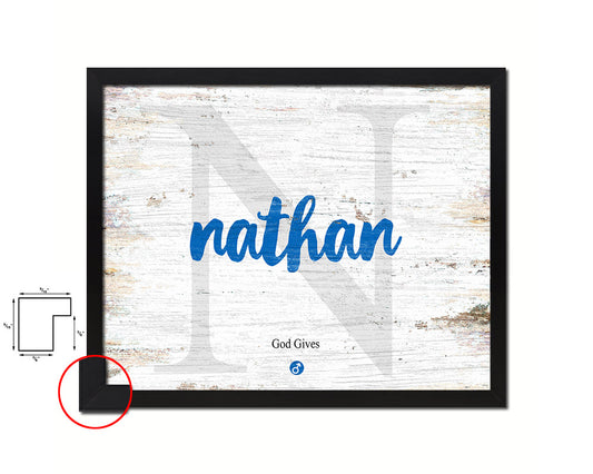 Nathan Personalized Biblical Name Plate Art Framed Print Kids Baby Room Wall Decor Gifts