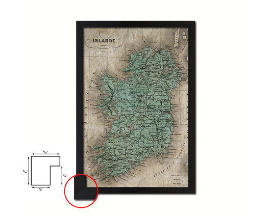 Ireland Historical Map Wood Framed Print Art Wall Decor Gifts