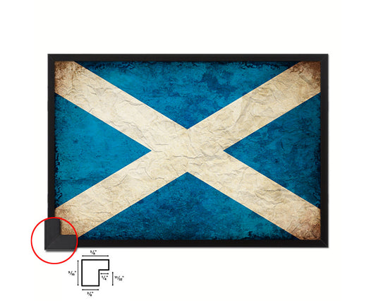 Scotland Country Vintage Flag Wood Framed Print Wall Art Decor Gifts