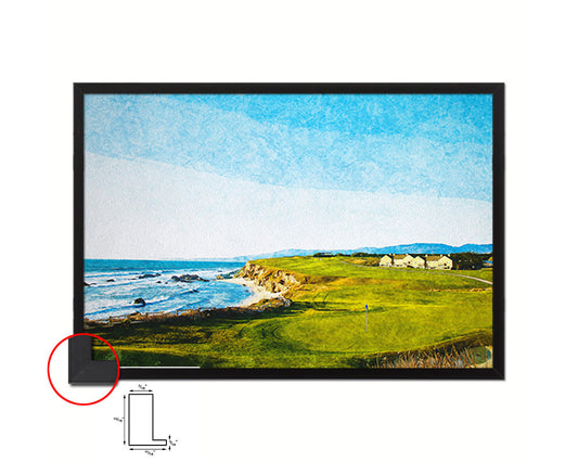 Halfmoon Bay, California Artwork Painting Print Art Wood Framed Wall Decor Gifts