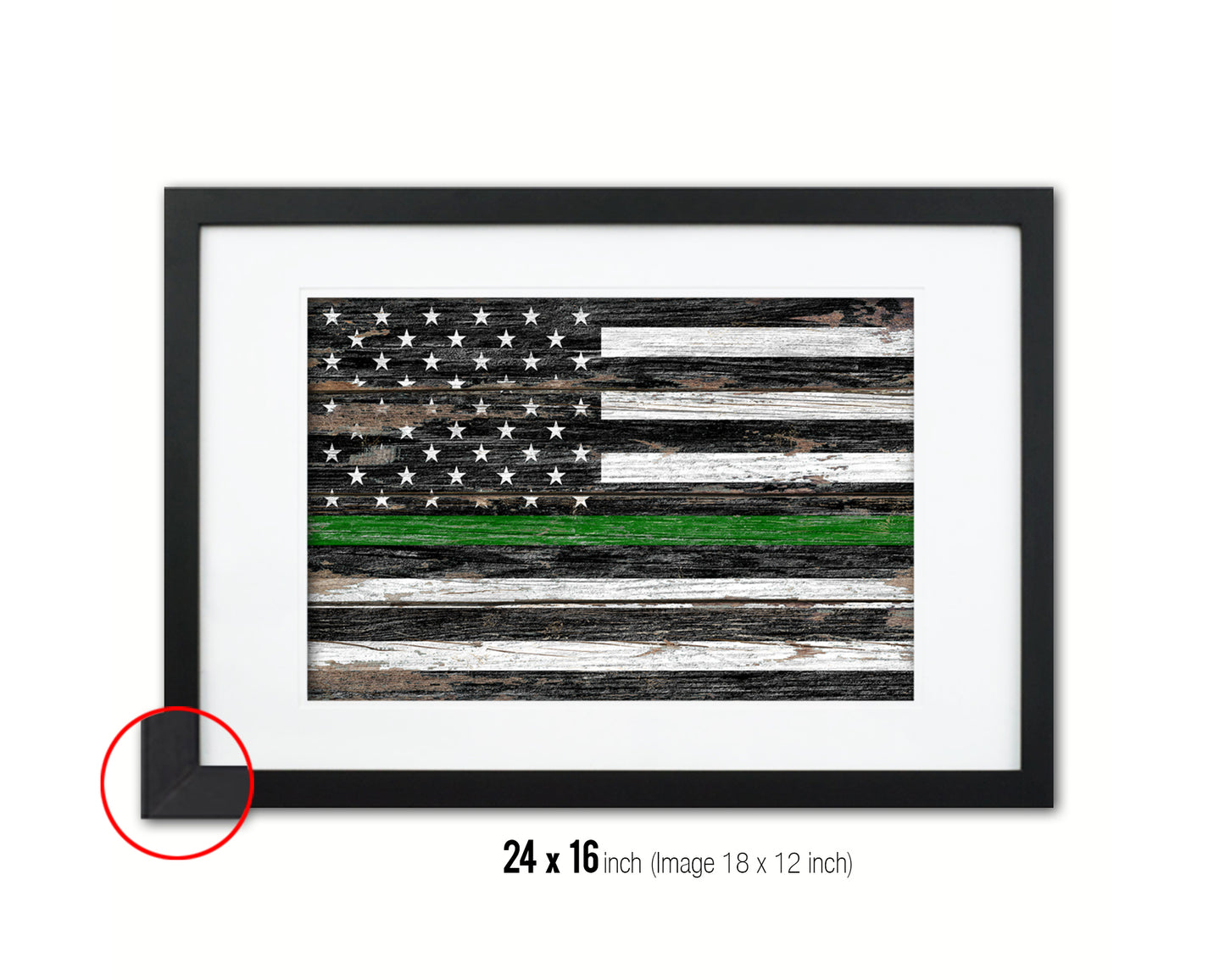 Thin Green Line Support Border Patrol American Wood Rustic Flag Art