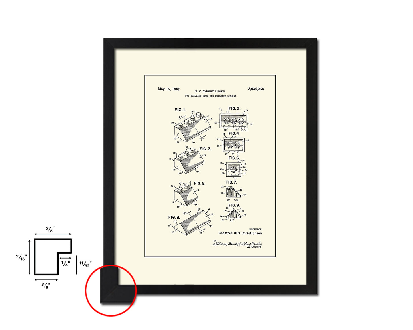 Legos Building Sets and Blocks Toy Vintage Patent Artwork Black Frame Print Gifts