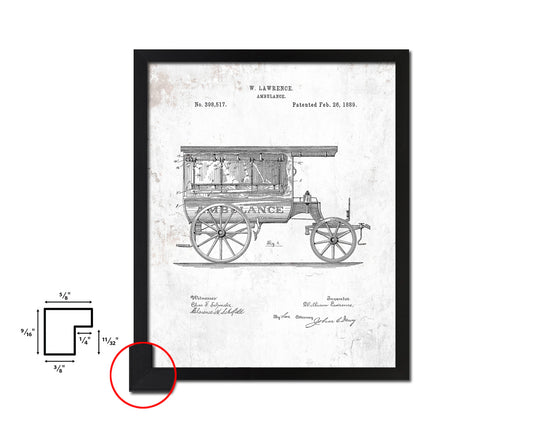 Ambulance Doctor Vintage Patent Artwork Black Frame Print Wall Art Decor Gifts