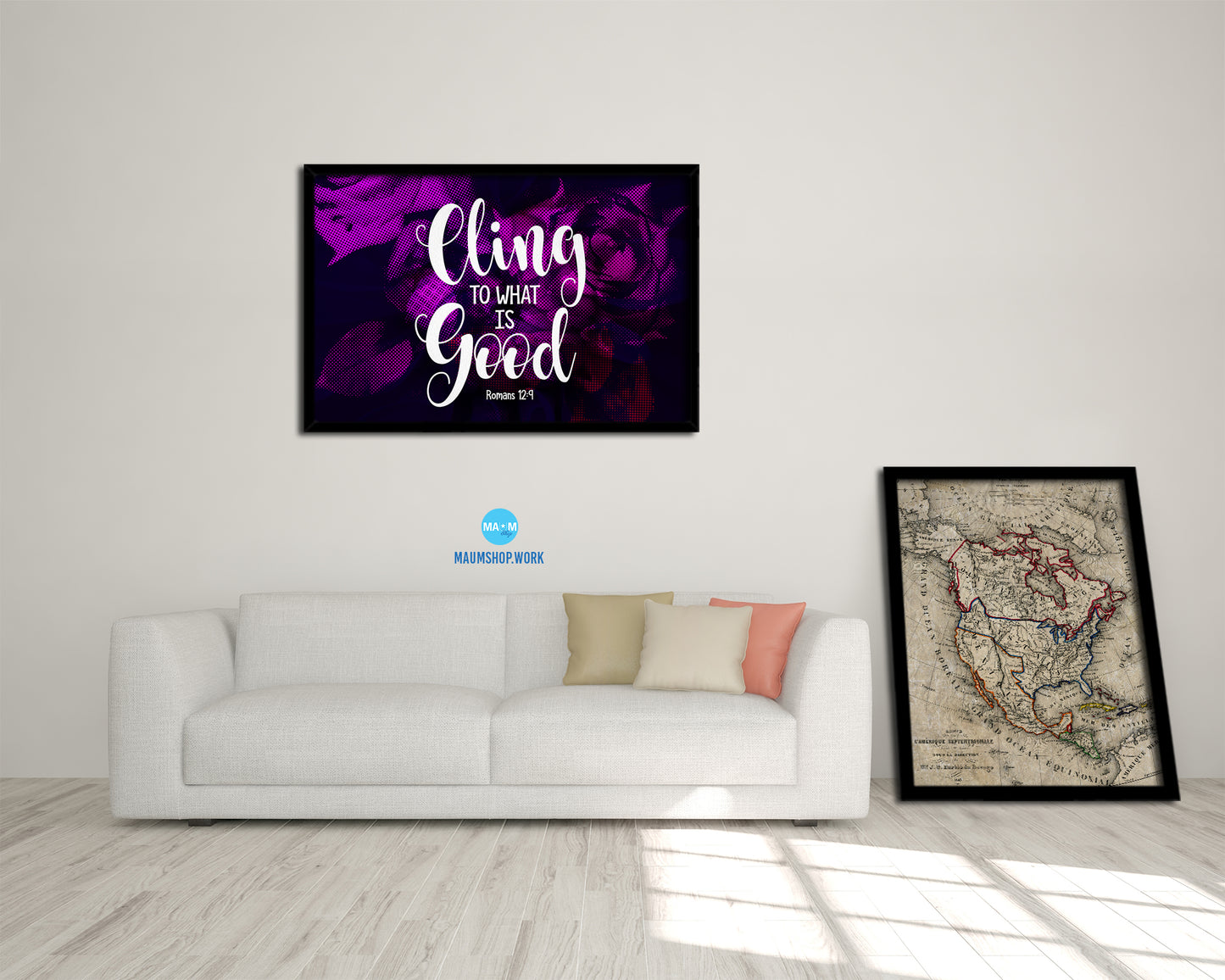 Cling to what is good Romans, 12:9-1 Bible Verse Scripture Framed Print Wall Decor Art Gifts