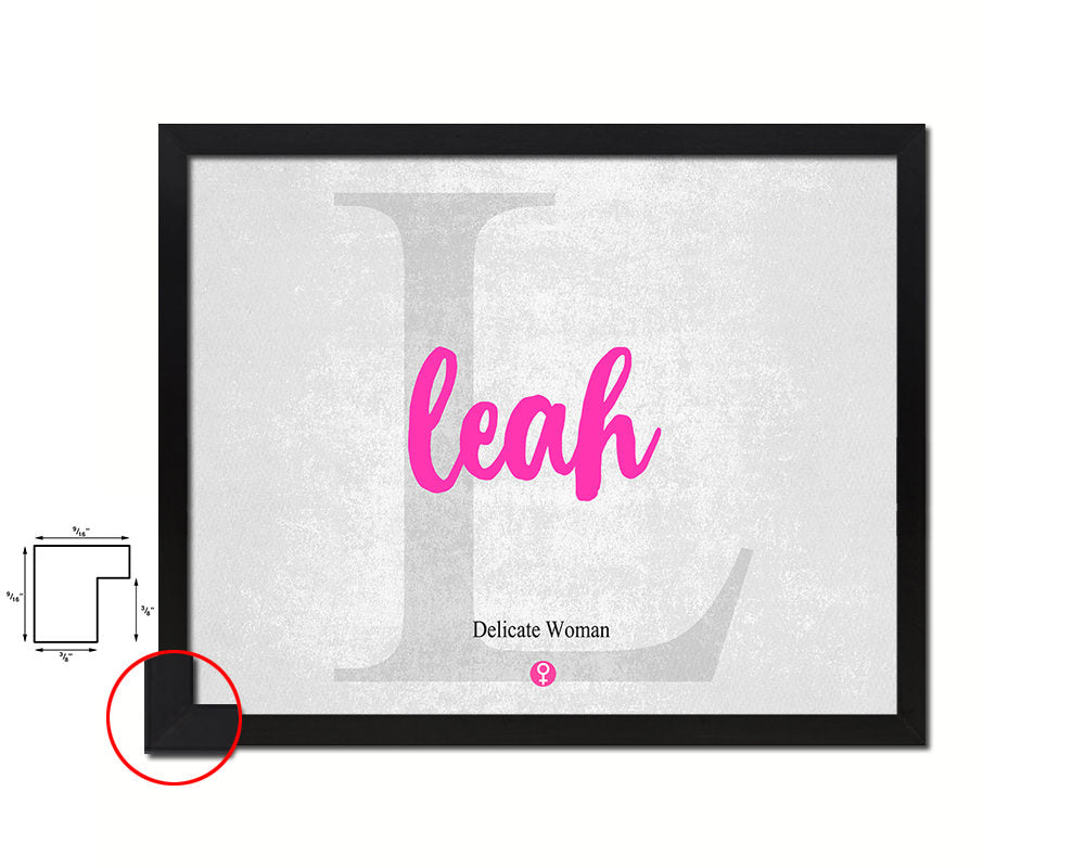 Leah Personalized Biblical Name Plate Art Framed Print Kids Baby Room Wall Decor Gifts