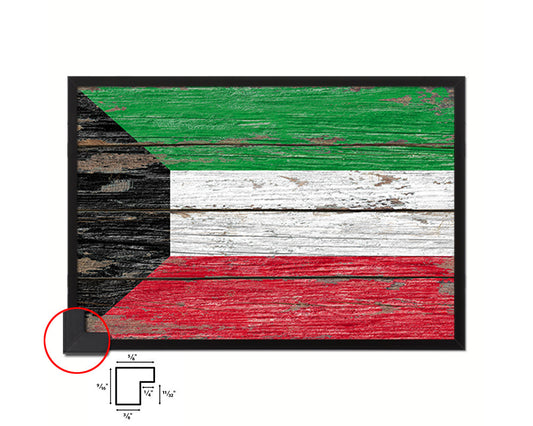 Kuwait Country Wood Rustic National Flag Wood Framed Print Wall Art Decor Gifts