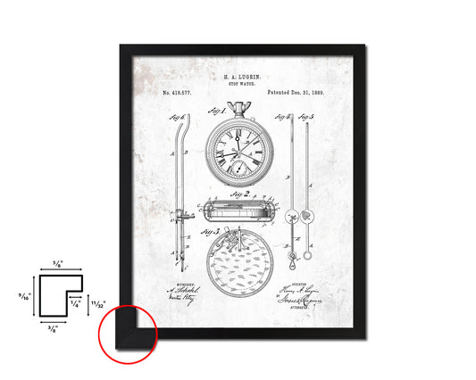 Stop Watch Tools Vintage Patent Artwork Black Frame Print Gifts