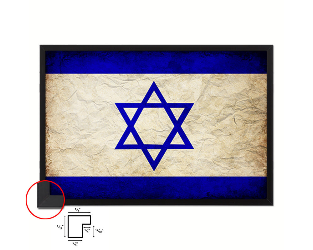 Israel Country Vintage Flag Wood Framed Print Wall Art Decor Gifts