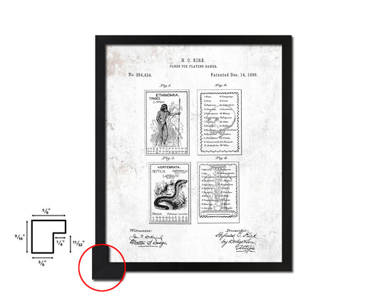 Educational Games Playing Card Vintage Patent Artwork Black Frame Print Gifts