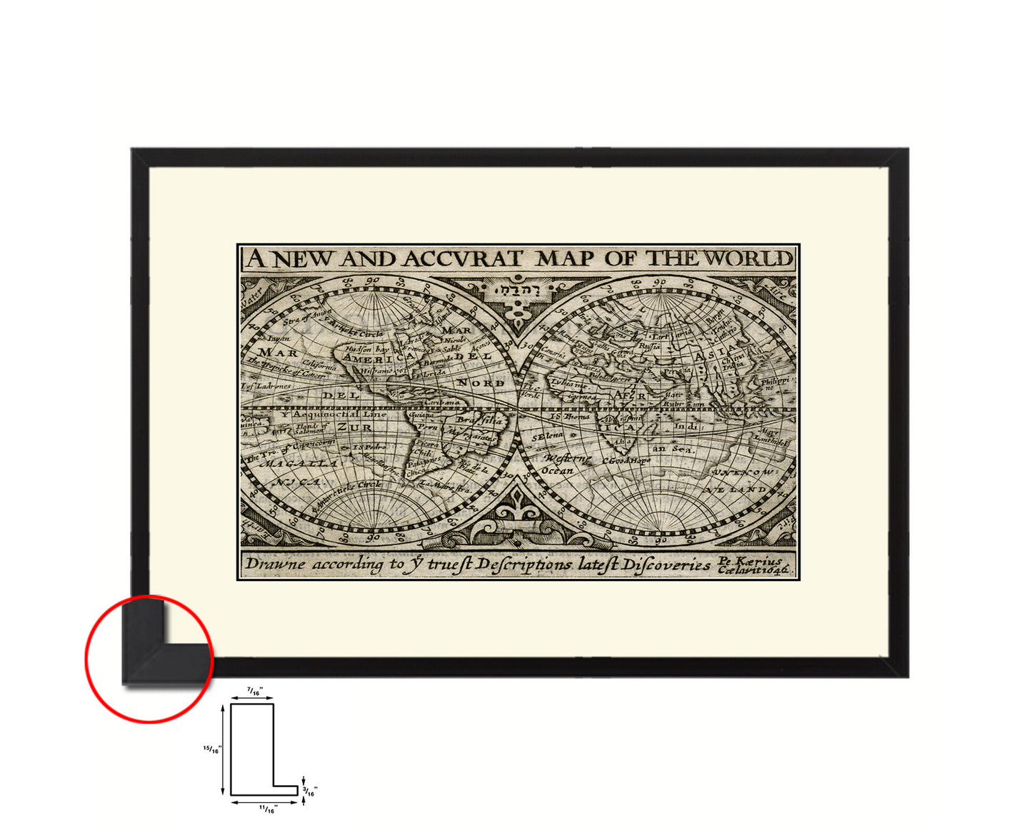 World John Speed 1635 Old Map Framed Print Art Wall Decor Gifts