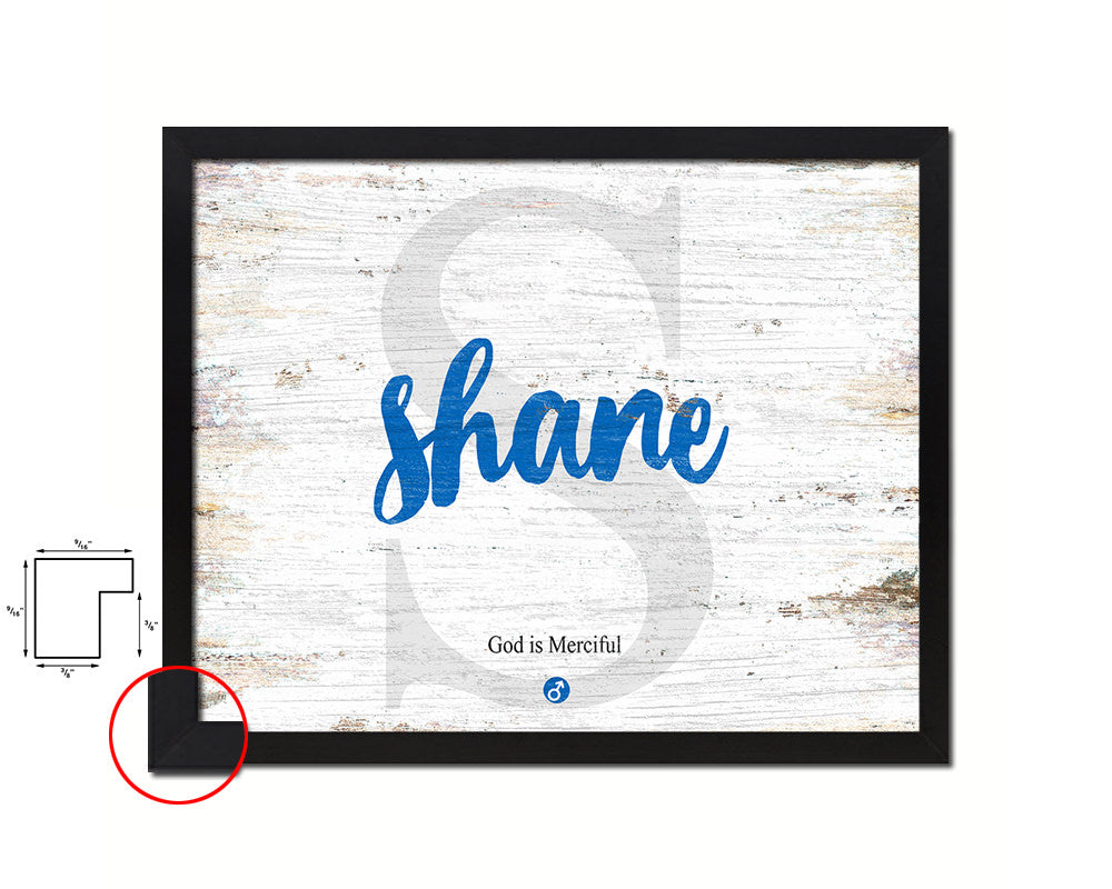 Shane Personalized Biblical Name Plate Art Framed Print Kids Baby Room Wall Decor Gifts