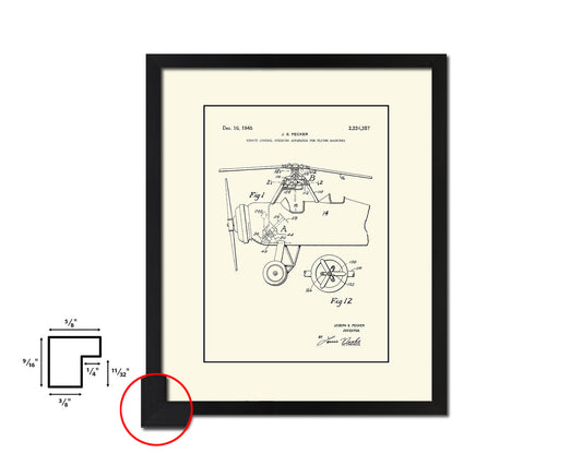 Remote Control Flying Machines Propeller Airplane Vintage Patent Artwork Black Frame Print Gifts