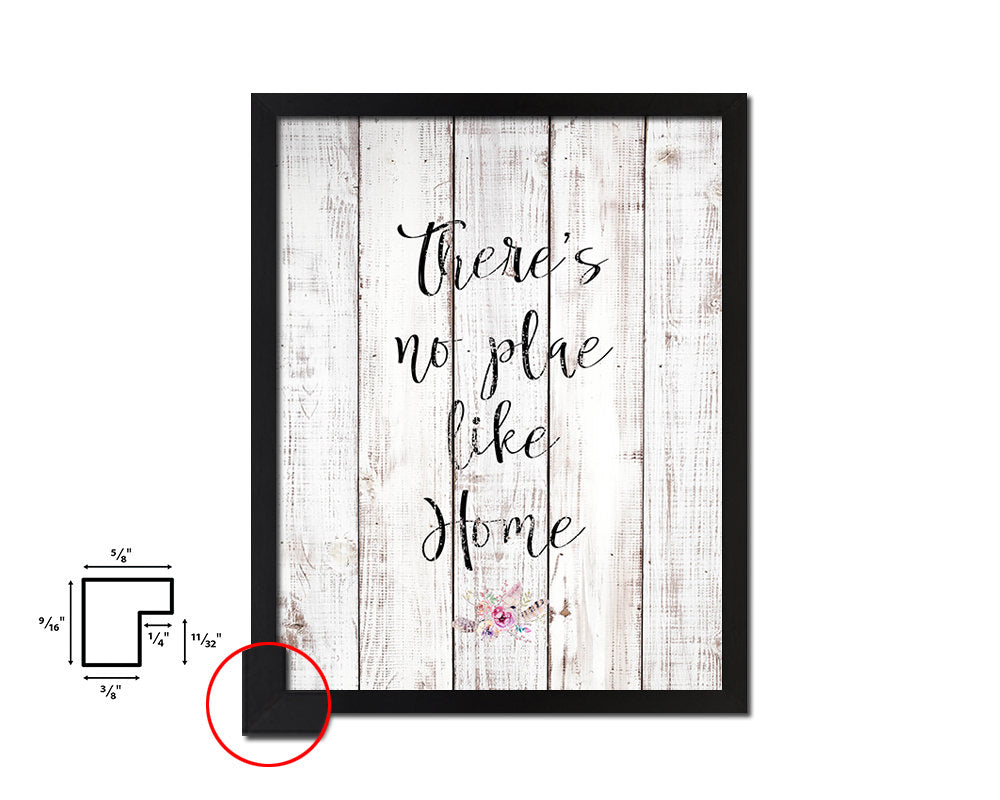 There’s no place like home White Wash Quote Framed Print Wall Decor Art