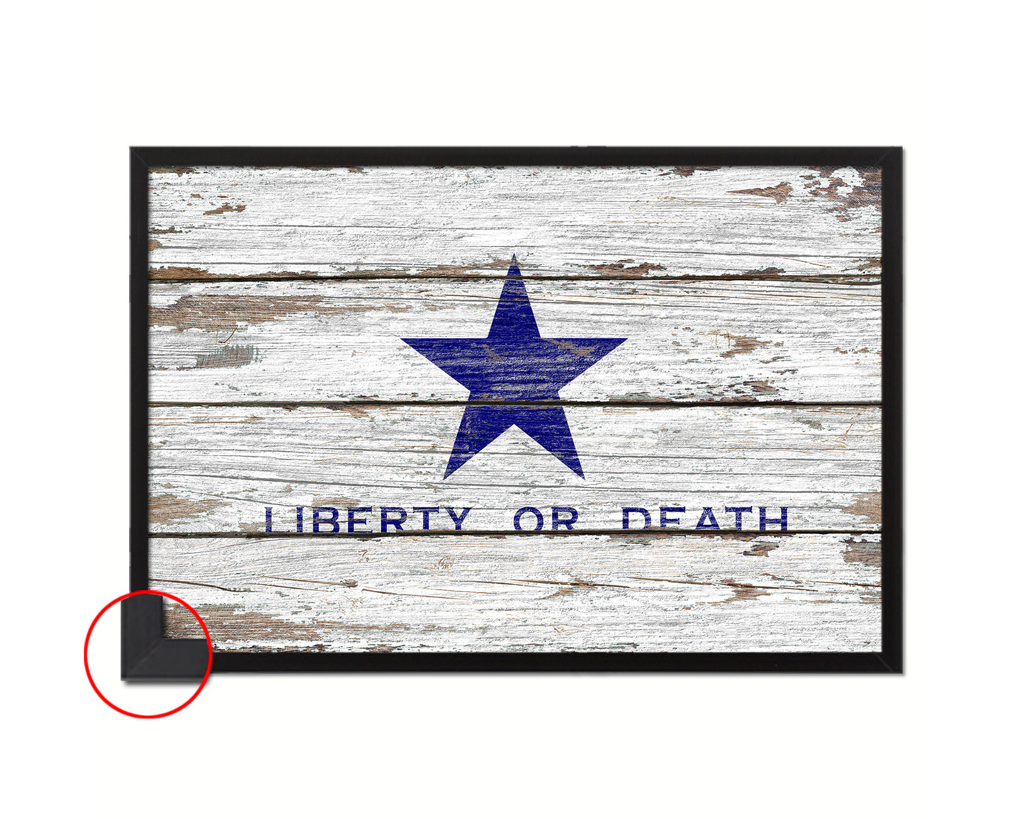 Liberty or Death Goliad Texas Battle Independence Wood Rustic Flag Framed Print Art