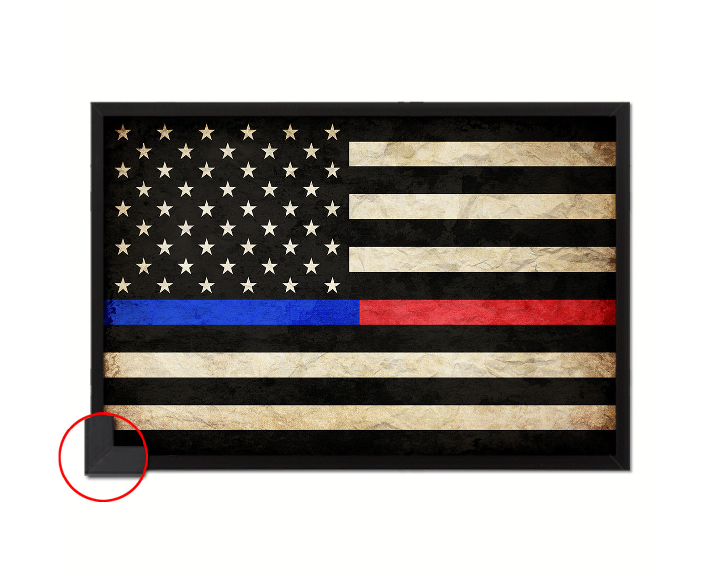 Thin Blue Line Police & Thin Red Line Firefighter Respect & Honor Law Enforcement Vintage Military Flag Art