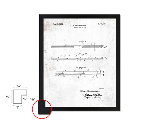 Ski Sports Vintage Patent Artwork Black Frame Print Gifts