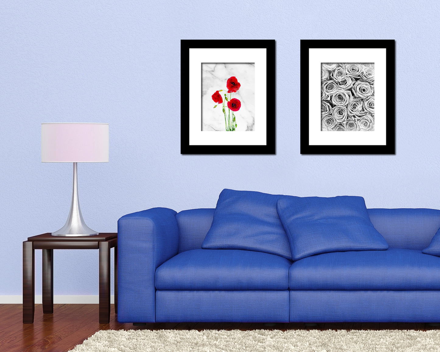 Poppy Marble Texture Plants Art Wood Framed Print Wall Decor Gifts