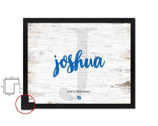 Joshua Personalized Biblical Name Plate Art Framed Print Kids Baby Room Wall Decor Gifts