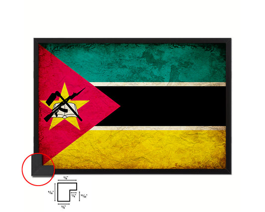 Mozambiqu Country Vintage Flag Wood Framed Print Wall Art Decor Gifts