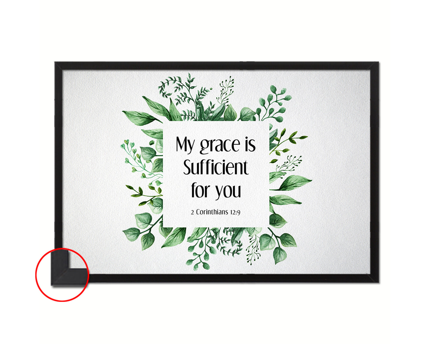 My grace is sufficient for you, 2 Corinthians 12:9 Bible Verse Scripture Framed Art