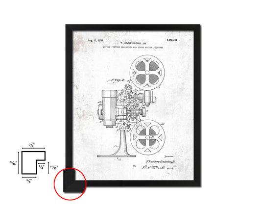 Picture Camera & Projector Motion Vintage Patent Artwork Black Frame Print Gifts