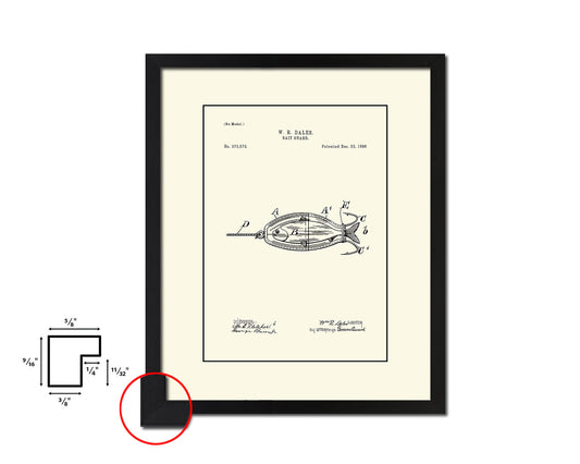 Bait Guard Fishing Vintage Patent Artwork Black Frame Print Wall Art Decor Gifts