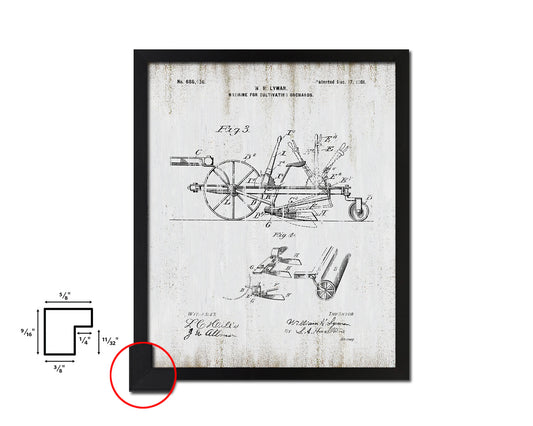 Cultivating Orchards Machine Vintage Patent Artwork Black Frame Print Gifts