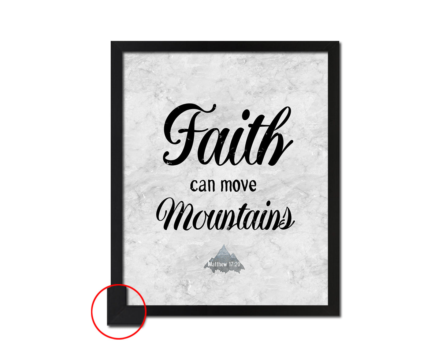 Faith Can Move Mountains, Matthew 17:20 Bible Scripture Verse Framed Print Wall Art Decor Gifts