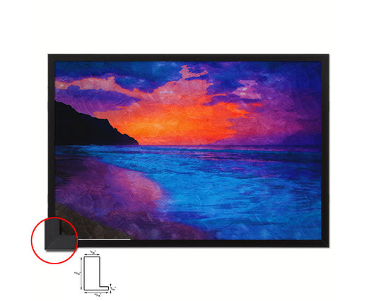 Beach Sunset Artwork Painting Print Art Frame Home Wall Decor Gifts