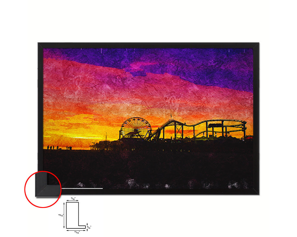 Santa Monica Pier Artwork Painting Print Art Frame Home Wall Decor Gifts