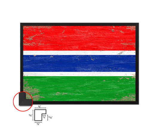 Gambia Shabby Chic Country Flag Wood Framed Print Wall Art Decor Gifts