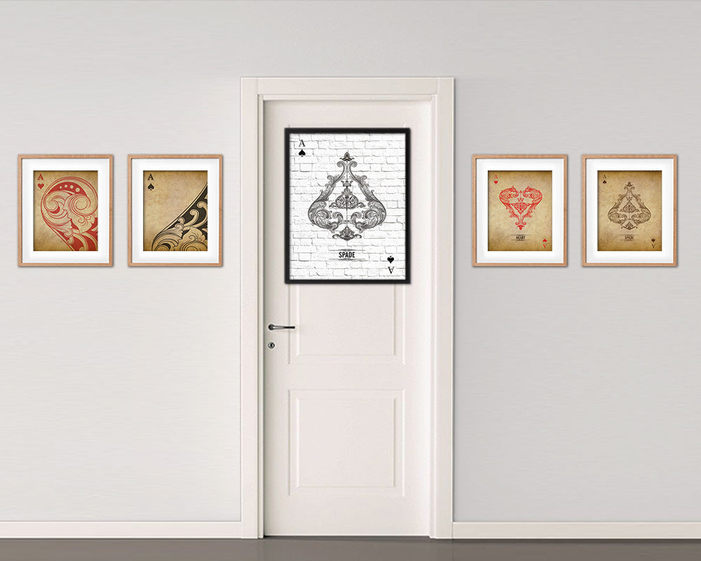 Spades Ace Cards Fine Art Paper Prints Wood Framed Wall Art Decor Gifts