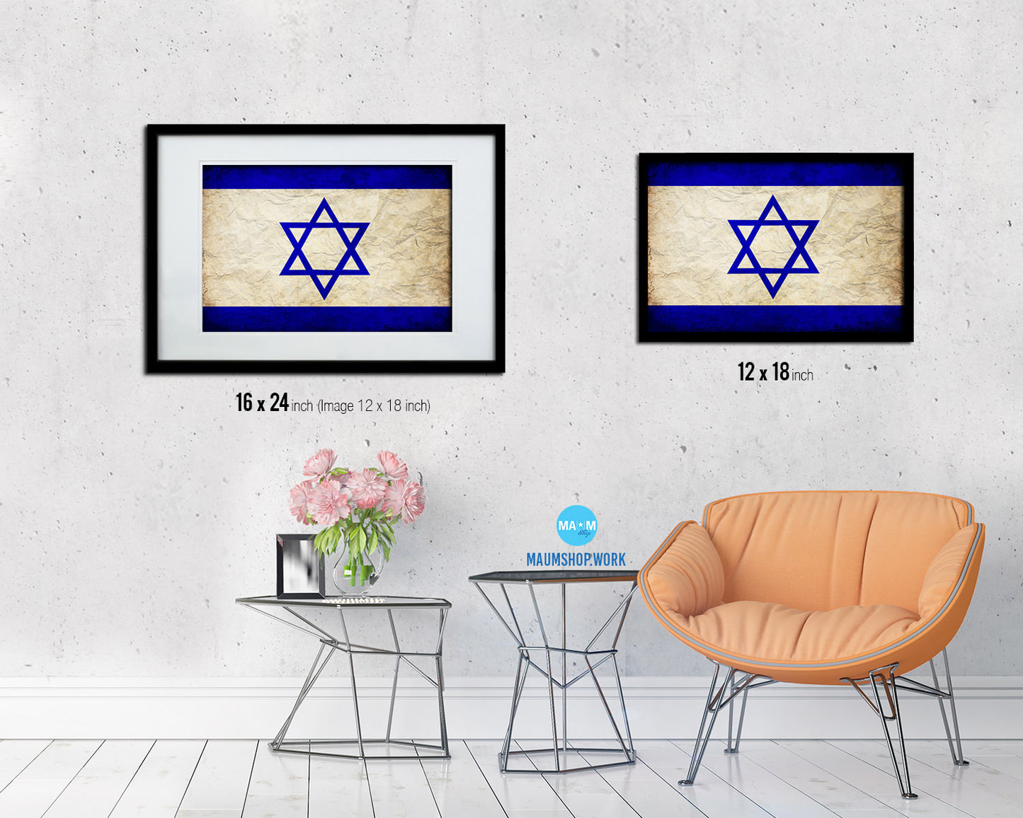 Israel Country Vintage Flag Wood Framed Print Wall Art Decor Gifts