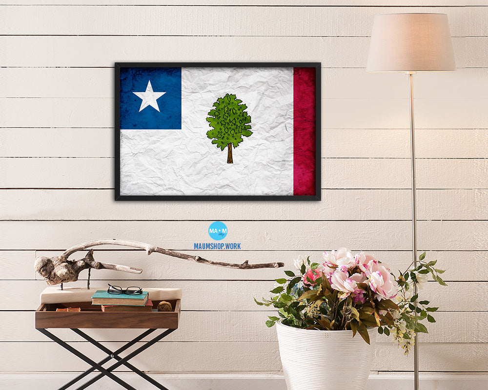 Magnolia City Mississippi State Vintage Flag Wood Framed Prints Decor Wall Art Gifts