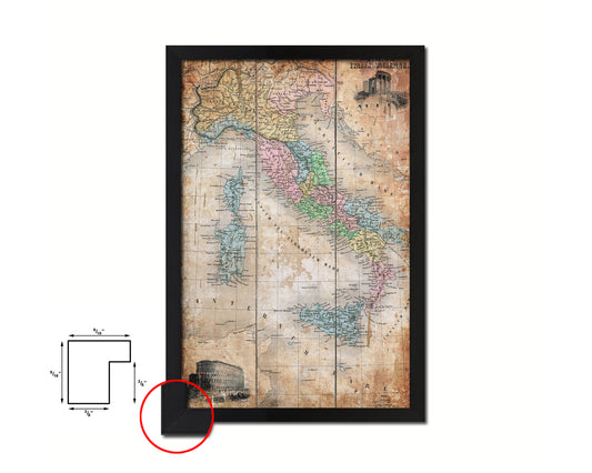 Italy Antique Map Wood Framed Print Art Wall Decor Gifts