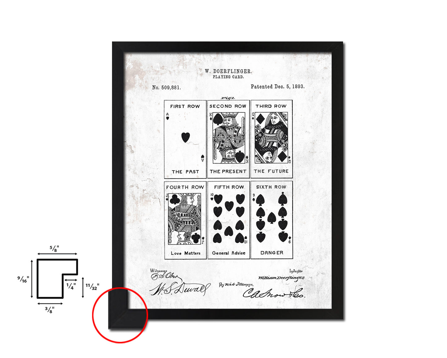 Face Poker Game Playing Card Vintage Patent Artwork Black Frame Print Gifts