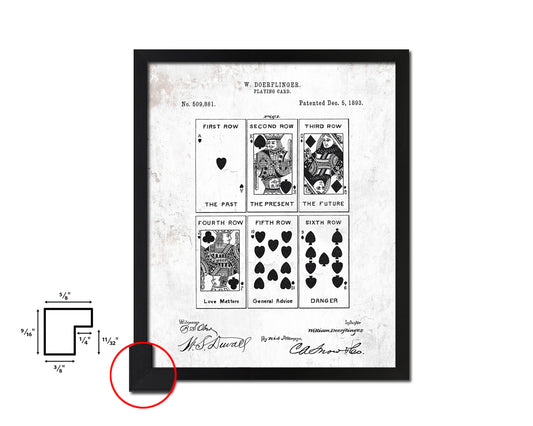 Face Poker Game Playing Card Vintage Patent Artwork Black Frame Print Gifts